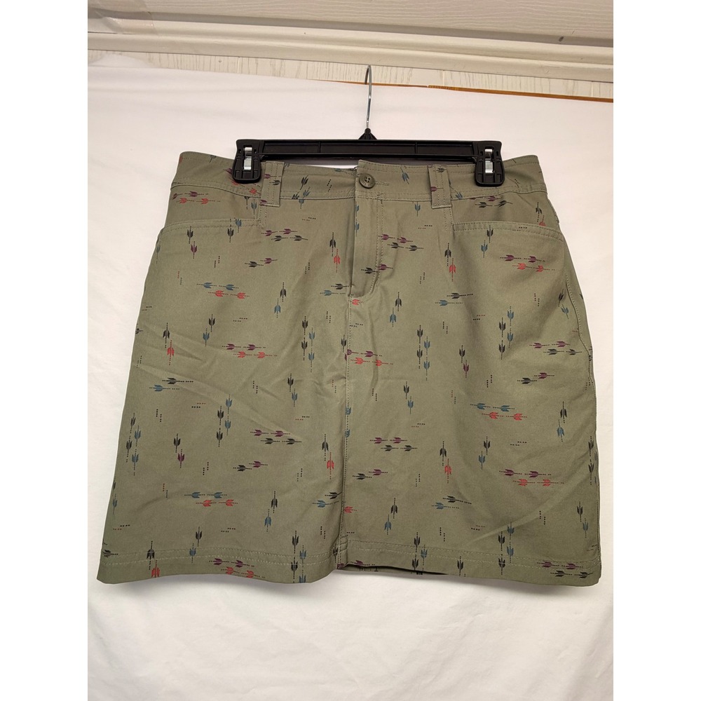 Eddie Bauer Women 6 Adventurer 2.0 Skort Olive Green Arrow Print Hiking Outdoor